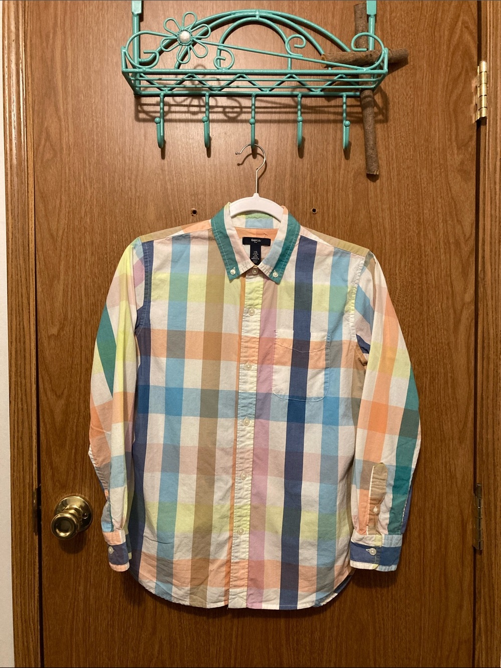 GAP Pastel Multicolor Plaid Button-Down Shirt